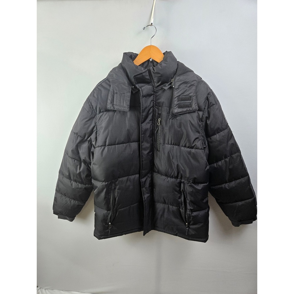 Reebok Puffer Jacket Kids XL 18/20 Black Hooded Winter Coat Heavy Eighteen 95